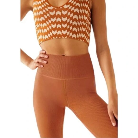 NWT Free People Free Thow Leggings Ribbed Toasted Coconut - Picture 1 of 6